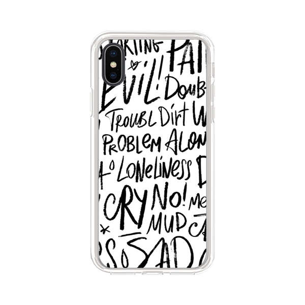 Black and White Negative Words Pattern iPhone X/XS Case