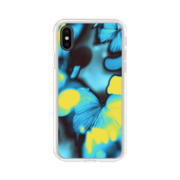 Blue Butterflies Glowing Abstract Background iPhone X/XS Case