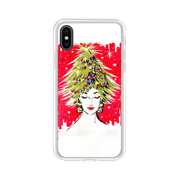 Christmas Tree Hair Woman Red Background iPhone X/XS Case