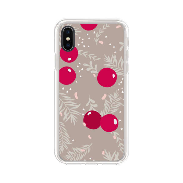 Cranberries and pine branches holiday pattern iPhone X/XS Case