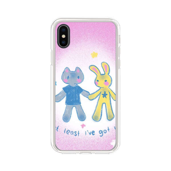 Cute Cat and Rabbit Holding Hands iPhone X/XS Case