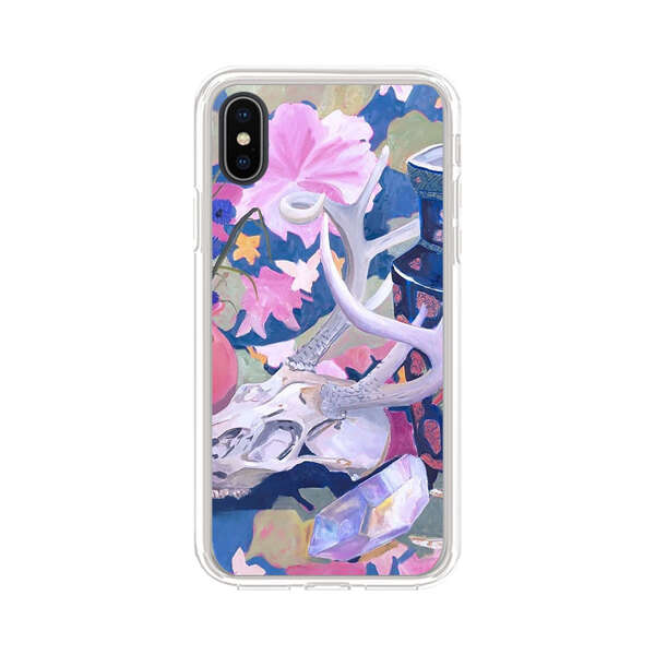 Floral Ornate Vases with Antlers Skull and Crystal iPhone X/XS Case