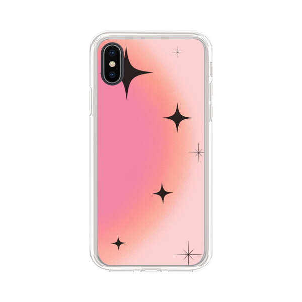 Pink Peach Gradient with Black Stars iPhone X/XS Case