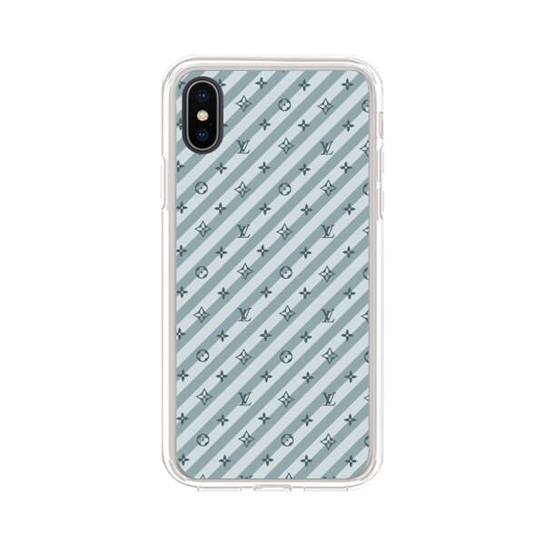 Stylish Blue Diagonal Striped Luxury Logo Pattern iPhone X/XS Case