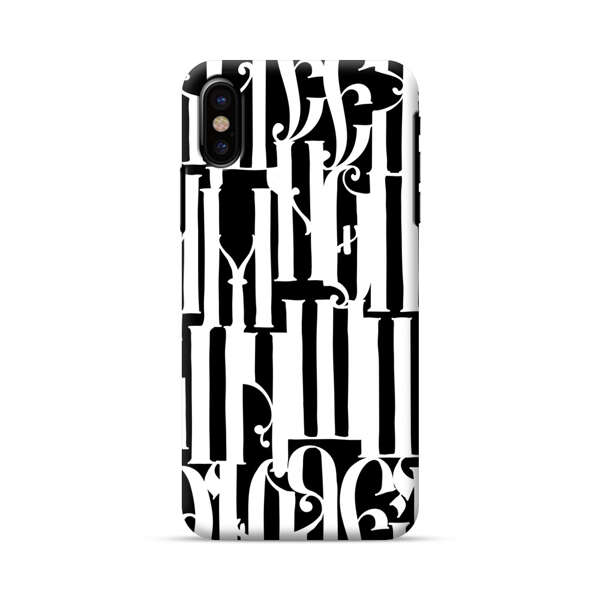 Abstract Black and White Pattern with Ornamental Letters iPhone X/XS Hard Case