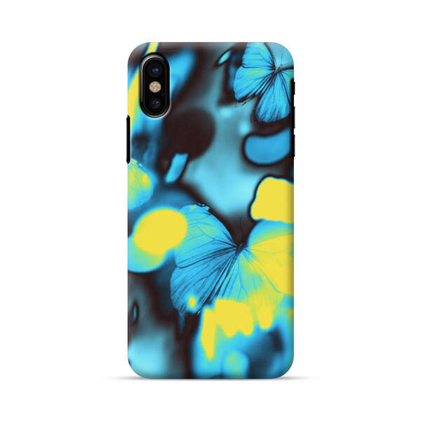 Blue Butterflies Glowing Abstract Background iPhone X/XS Hard Case