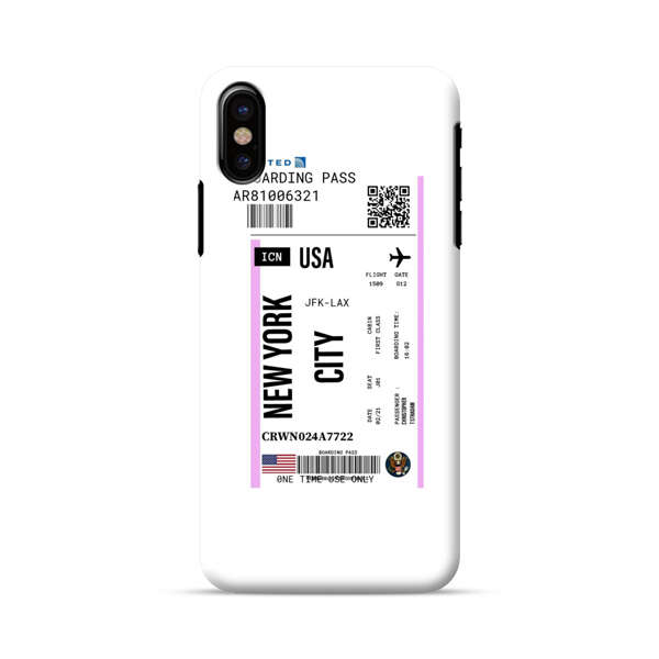 Boarding Pass New York City Flight Ticket iPhone X/XS Hard Case