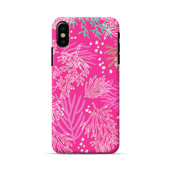 Bright Pink Tropical Leaf Pattern iPhone X/XS Hard Case