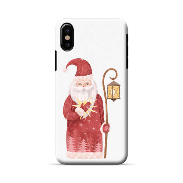 Charming Santa Claus Holding Glowing Heart and Lantern iPhone X/XS Hard Case
