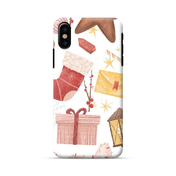 Christmas Festive Pattern with Gingerbread and Gifts iPhone X/XS Hard Case
