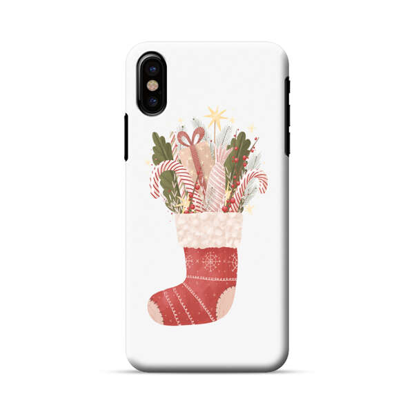 Christmas Stocking with Gifts and Candy Canes iPhone X/XS Hard Case