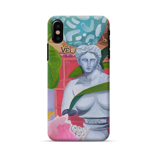 Classical Venus Bust with Green Leaves and Vibrant Vases iPhone X/XS Hard Case