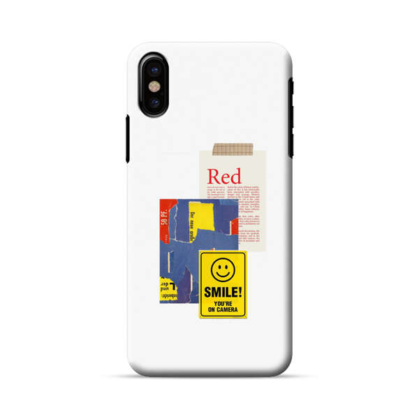 Collage Torn Paper Smiley Face Yellow Sign iPhone X/XS Hard Case