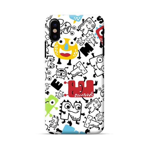 Colorful Cartoon Monsters Letters Pattern iPhone X/XS Hard Case