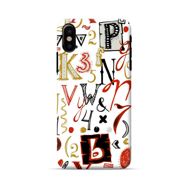 Colorful Hand Drawn Letters and Numbers Pattern iPhone X/XS Hard Case