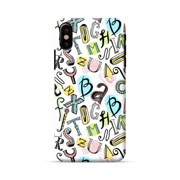 Colorful Scattered Alphabet Letters Pattern iPhone X/XS Hard Case