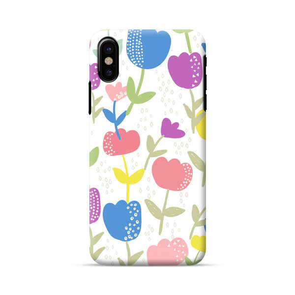 Colorful Tulip Floral Pattern iPhone X/XS Hard Case