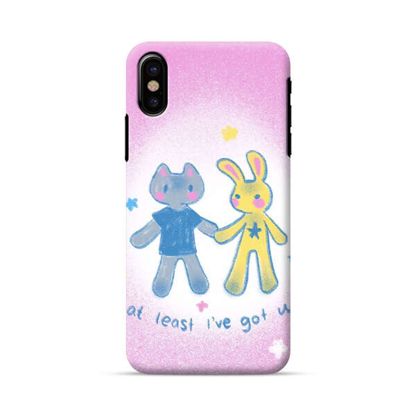 Cute Cat and Rabbit Holding Hands iPhone X/XS Hard Case
