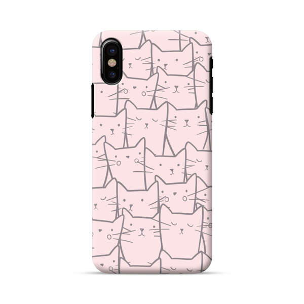 Cute Hand Drawn Cat Pattern iPhone X/XS Hard Case