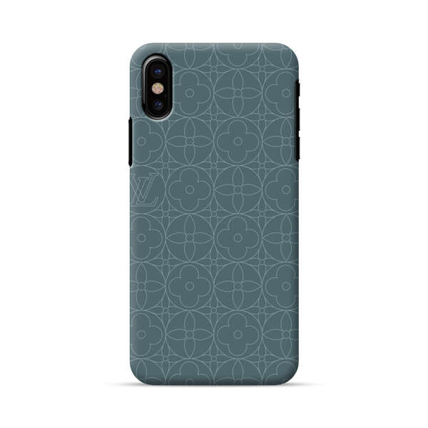 Elegant Blue Geometric Floral Pattern iPhone X/XS Hard Case