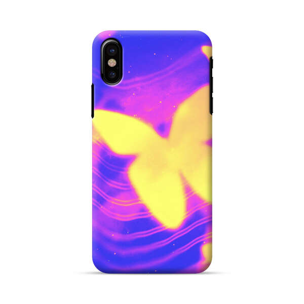 Glowing Purple and Yellow Butterflies iPhone X/XS Hard Case