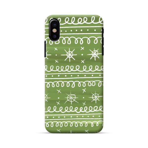 Green White Stars Loop Pattern iPhone X/XS Hard Case