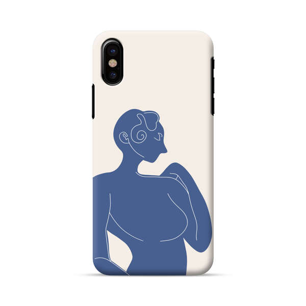 Minimalistic Abstract Female Silhouette Blue iPhone X/XS Hard Case