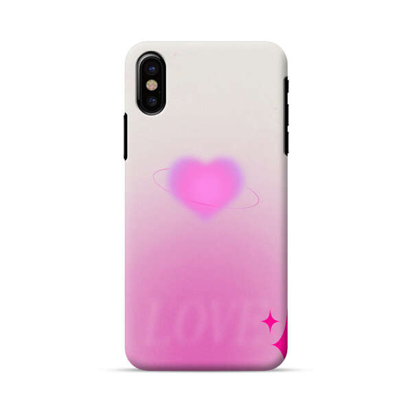 Pink Glowing Heart Love Sparkle iPhone X/XS Hard Case
