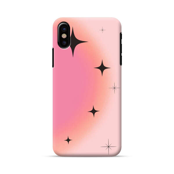 Pink Peach Gradient with Black Stars iPhone X/XS Hard Case