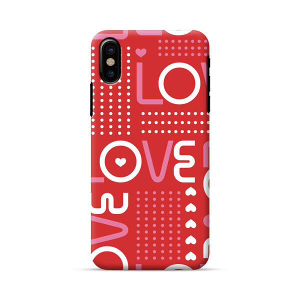 Red Love Typography Pattern iPhone X/XS Hard Case