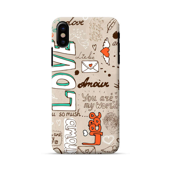 Romantic Love Doodle Collage iPhone X/XS Hard Case