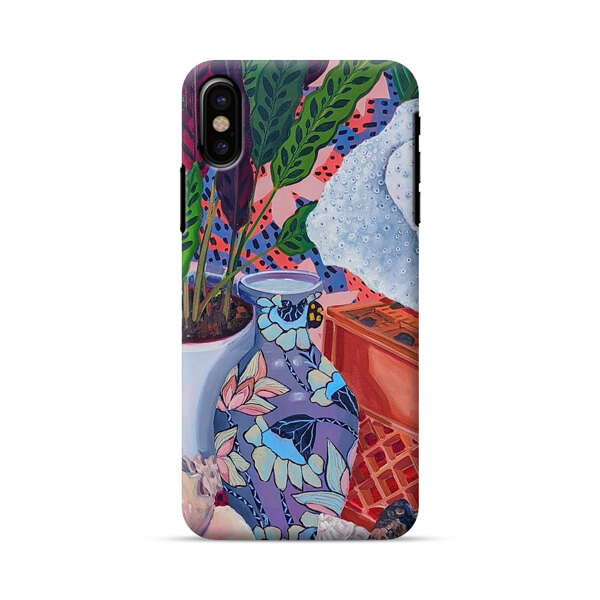 Vibrant Still Life with Plants and Vase iPhone X/XS Hard Case