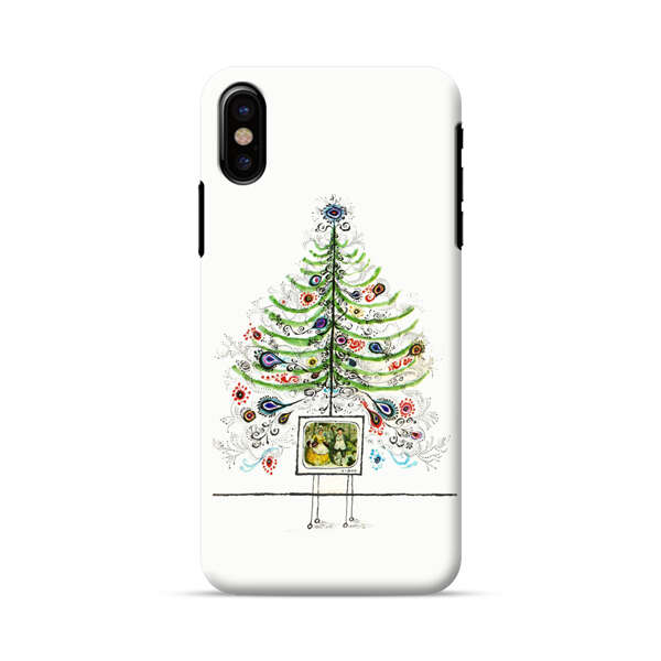Whimsical Christmas Tree Artistic Design iPhone X/XS Hard Case