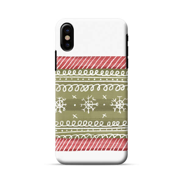 Winter Pattern with Snowflakes and Red Stripes iPhone X/XS Hard Case