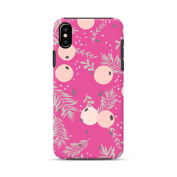 Berries Floral Pattern Pink Background iPhone X/XS Impact Case