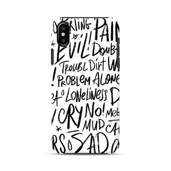 Black and White Negative Words Pattern iPhone X/XS Impact Case