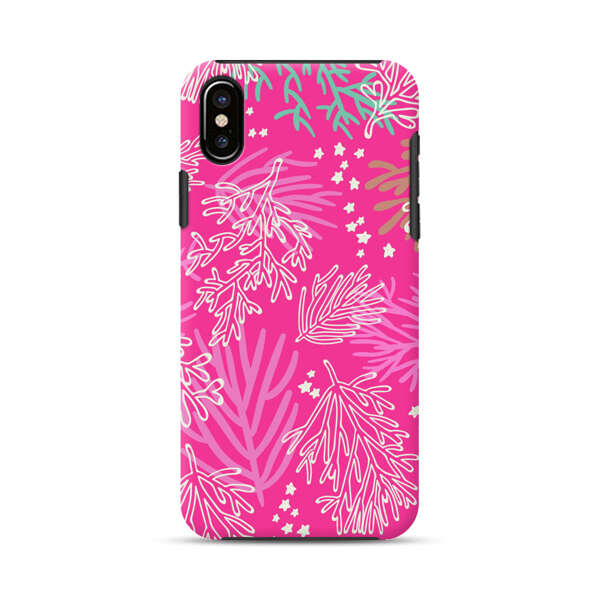 Bright Pink Tropical Leaf Pattern iPhone X/XS Impact Case