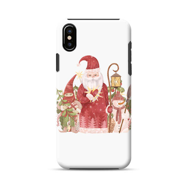Christmas Santa Elf Snowman Festive Illustration iPhone X/XS Impact Case