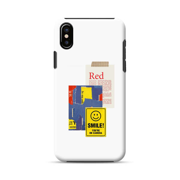 Collage Torn Paper Smiley Face Yellow Sign iPhone X/XS Impact Case