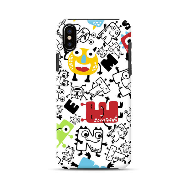 Colorful Cartoon Monsters Letters Pattern iPhone X/XS Impact Case