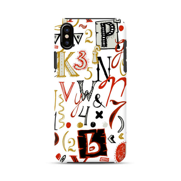 Colorful Hand Drawn Letters and Numbers Pattern iPhone X/XS Impact Case