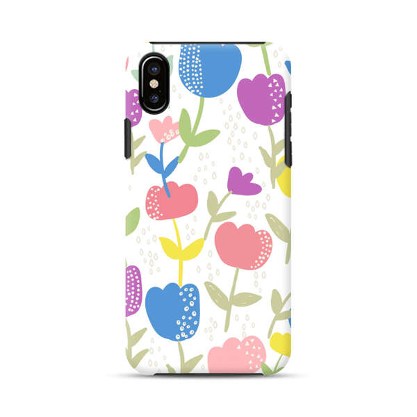 Colorful Tulip Floral Pattern iPhone X/XS Impact Case