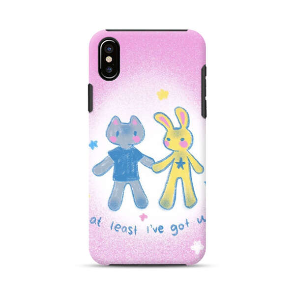 Cute Cat and Rabbit Holding Hands iPhone X/XS Impact Case