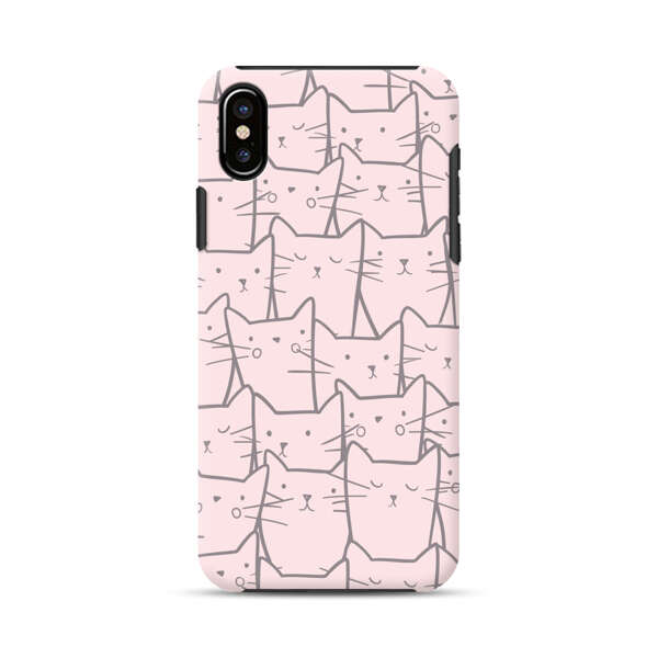 Cute Hand Drawn Cat Pattern iPhone X/XS Impact Case