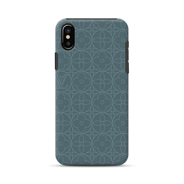Elegant Blue Geometric Floral Pattern iPhone X/XS Impact Case