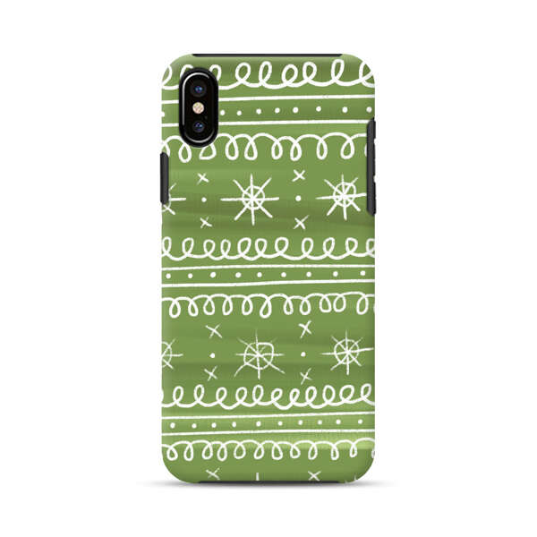Green White Stars Loop Pattern iPhone X/XS Impact Case