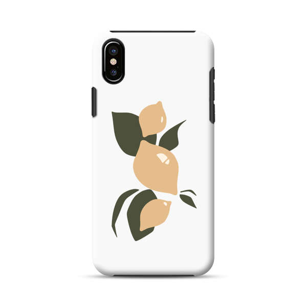 Minimalistic Beige Lemons with Green Leaves iPhone X/XS Impact Case