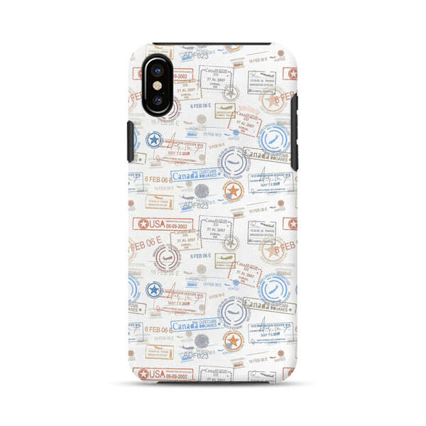 Vintage Passport Stamps Pattern iPhone X/XS Impact Case