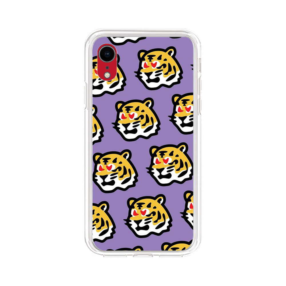 Cute Tiger with Heart Eyes Pattern iPhone XR Case