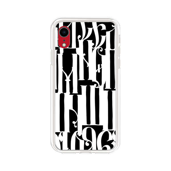 Abstract Black and White Pattern with Ornamental Letters iPhone XR Case